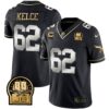 Eagles Jerome Brown Retired Patch Gold & Kelly Jersey – All Stitched – Black Limited – Jason Kelce Jersey