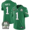 Eagles Jerome Brown Retired Patch Gold & Kelly Jersey – All Stitched – Kelly Green – Jalen Hurts Jersey