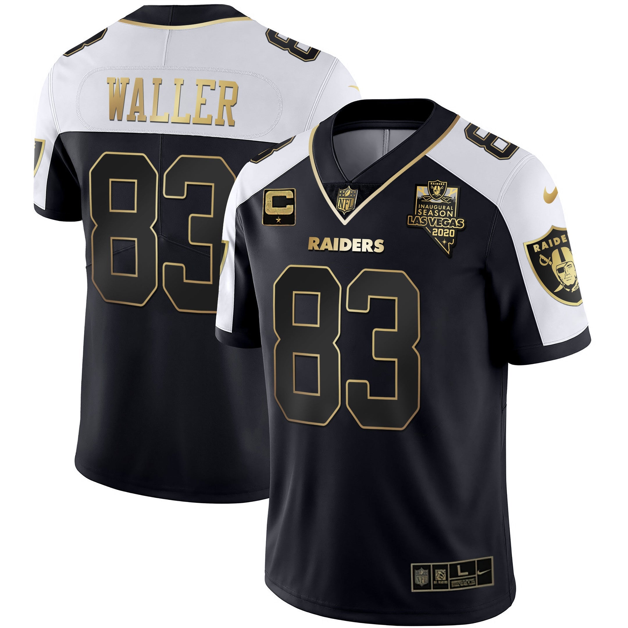 Raiders Inaugural Season Patch Gold & Split – All Stitched – Alternate – Darren Waller Jersey