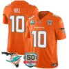 Dolphins 50th Perfect Season & Florida Patch Vapor Jersey – All Stitched – Orange – Tyreek Hill Jersey