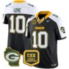 Packers 13 Time World Champions & Home Patch Vapor Limited Jersey – All Stitched – Black Alternate – Jordan Love Jersey