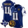 Cowboys Texas & John Madden Patch Gold Trim Vapor Jersey – All Stitched – Royal – Micah Parsons Jersey