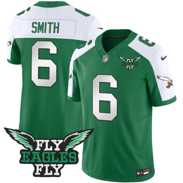 Fly Eagles Fly Patch Throwback Kelly Green Vapor Jersey – All Stitched – Kelly Alternate – DeVonta Smith Jersey