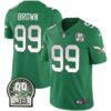Eagles Jerome Brown Retired Patch Gold & Kelly Jersey – All Stitched – Kelly Green – Jerome Brown Jersey