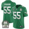 Eagles Jerome Brown Retired Patch Gold & Kelly Jersey – All Stitched – Kelly Green – Brandon Graham Jersey