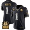 Eagles Jerome Brown Retired Patch Gold & Kelly Jersey – All Stitched – Black Limited – Jalen Hurts Jersey