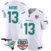 Dolphins 50th Perfect Season & Florida Patch Vapor Jersey – All Stitched – White – Dan Marino Jersey
