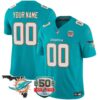 Dolphins 50th Perfect Season & Florida Patch Vapor Custom Jersey – All Stitched – Aqua Jersey