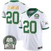 Eagles Jerome Brown Patch Kelly Green Gold Trim Jersey – All Stitched – Kelly White – Brian Dawkins Jersey