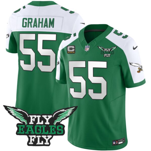 Fly Eagles Fly Patch Throwback Kelly Green Vapor Jersey – All Stitched – Kelly Alternate – Brandon Graham Jersey