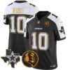 Cowboys Texas & John Madden Patch Gold Trim Vapor Jersey – All Stitched – Black Alternate – Cooper Rush Jersey