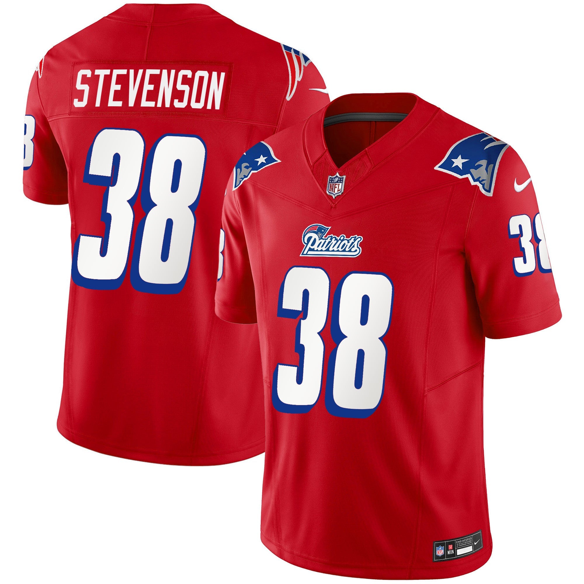 Patriots 1996 Throwback Limited Vapor Jersey – All Stitched – Red – Rhamondre Stevenson Jersey