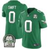 Eagles Jerome Brown Retired Patch Gold & Kelly Jersey – All Stitched – Kelly Green – D’Andre Swift Jersey