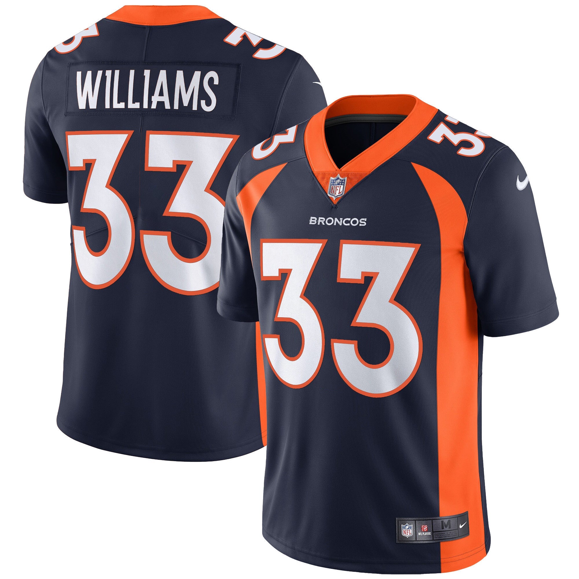 Denver Broncos Vapor Jersey – All Stitched – Navy – Javonte Williams Jersey