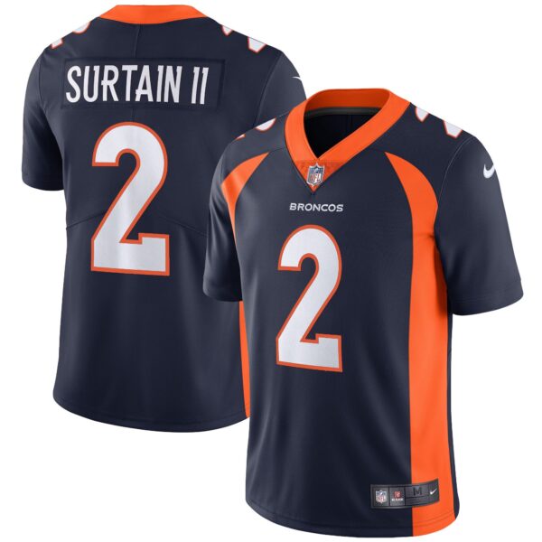Denver Broncos Vapor Jersey – All Stitched – Navy – Patrick Surtain II Jersey