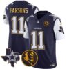 Cowboys Texas & John Madden Patch Gold Trim Vapor Jersey – All Stitched – Navy – Micah Parsons Jersey