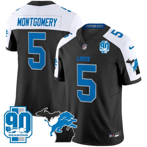 Detroit Lions 2024 Michigan & 90th Year Patch Vapor Jersey – All Stitched – Alternate – David Montgomery Jersey