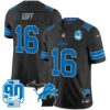 Detroit Lions 2024 Michigan & 90th Year Patch Vapor Jersey – All Stitched – Black – Jared Goff Jersey