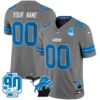 Detroit Lions 2024 Michigan & 90th Year Patch Vapor Custom Jersey – All Stitched – Gray Jersey