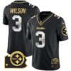 Steelers Home Patch Gold Vapor Jersey – All Stitched – Black Limited – Russell Wilson Jersey