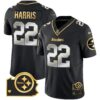 Steelers Home Patch Gold Vapor Jersey – All Stitched – Black Limited – Najee Harris Jersey