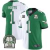 Eagles Jerome Brown Retired Patch Gold & Kelly Jersey – All Stitched – Split – Jalen Hurts Jersey