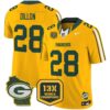 Packers 13 Time World Champions & Home Patch Vapor Limited Jersey – All Stitched – Gold – AJ Dillon Jersey