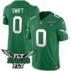 Fly Eagles Fly Patch Throwback Kelly Green Vapor Jersey – All Stitched – Kelly Green – D’Andre Swift Jersey