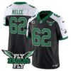 Fly Eagles Fly Patch Throwback Kelly Green Vapor Jersey – All Stitched – Black Alternate – Jason Kelce Jersey