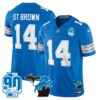 Detroit Lions 2024 Michigan & 90th Year Patch Vapor Jersey – All Stitched – Blue – St. Brown Jersey