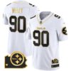 Steelers Home Patch Gold Vapor Jersey – All Stitched – White Gold – T. J. Watt Jersey