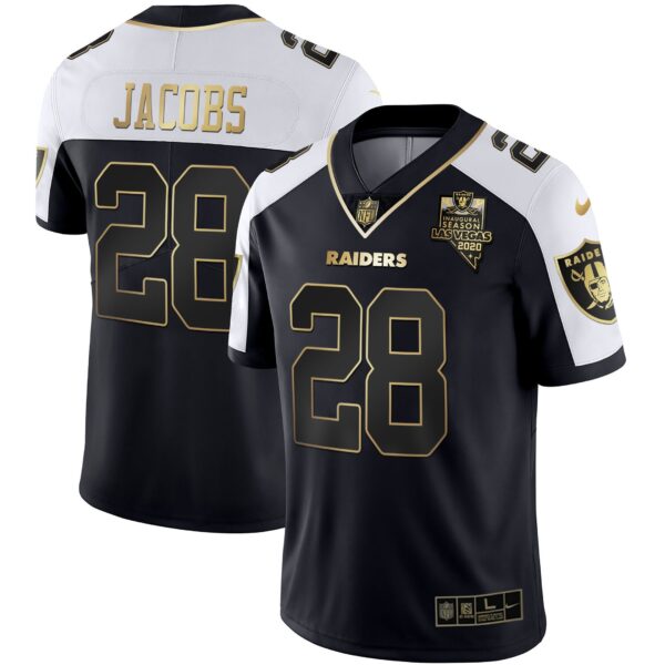 Raiders Inaugural Season Patch Gold & Split – All Stitched – Alternate – Josh Jacobs Jersey