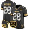Packers 13 Time World Champions & Home Patch Gold Vapor Jersey V2 – All Stitched – Black Limited – AJ Dillon Jersey