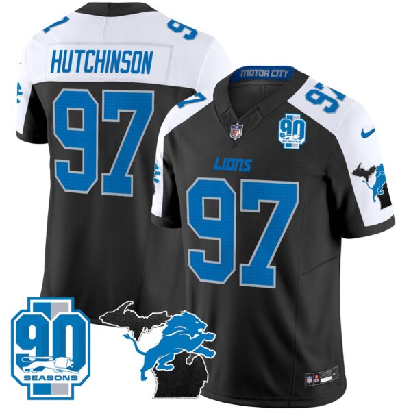 Detroit Lions 2024 Michigan & 90th Year Patch Vapor Jersey – All Stitched – Alternate – Hutchinson Jersey