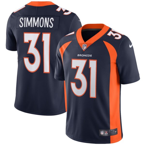 Denver Broncos Vapor Jersey – All Stitched – Navy – Justin Simmons Jersey