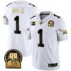 Eagles Jerome Brown Retired Patch Gold & Kelly Jersey – All Stitched – White Gold – Jalen Hurts Jersey