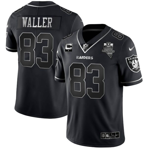 Raiders Inaugural Season Patch Gold & Split – All Stitched – Black Silver – Darren Waller Jersey