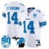 Detroit Lions 2024 Michigan & 90th Year Patch Vapor Jersey – All Stitched – White – St. Brown Jersey