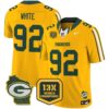 Packers 13 Time World Champions & Home Patch Vapor Limited Jersey – All Stitched – Gold – Reggie White Jersey