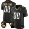 Detroit Lions 90th Year & Michigan Patch Gold Vapor Custom Jersey – All Stitched – Black Limited Jersey