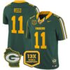 Packers 13 Time World Champions & Home Patch Vapor Limited Jersey – All Stitched – Green – Jayden Reed Jersey