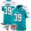 Dolphins 50th Perfect Season & Florida Patch Vapor Jersey – All Stitched – Aqua Alternate – Larry Csonka Jersey