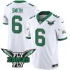 Fly Eagles Fly Patch Throwback Kelly Green Vapor Jersey – All Stitched – Kelly White – DeVonta Smith Jersey