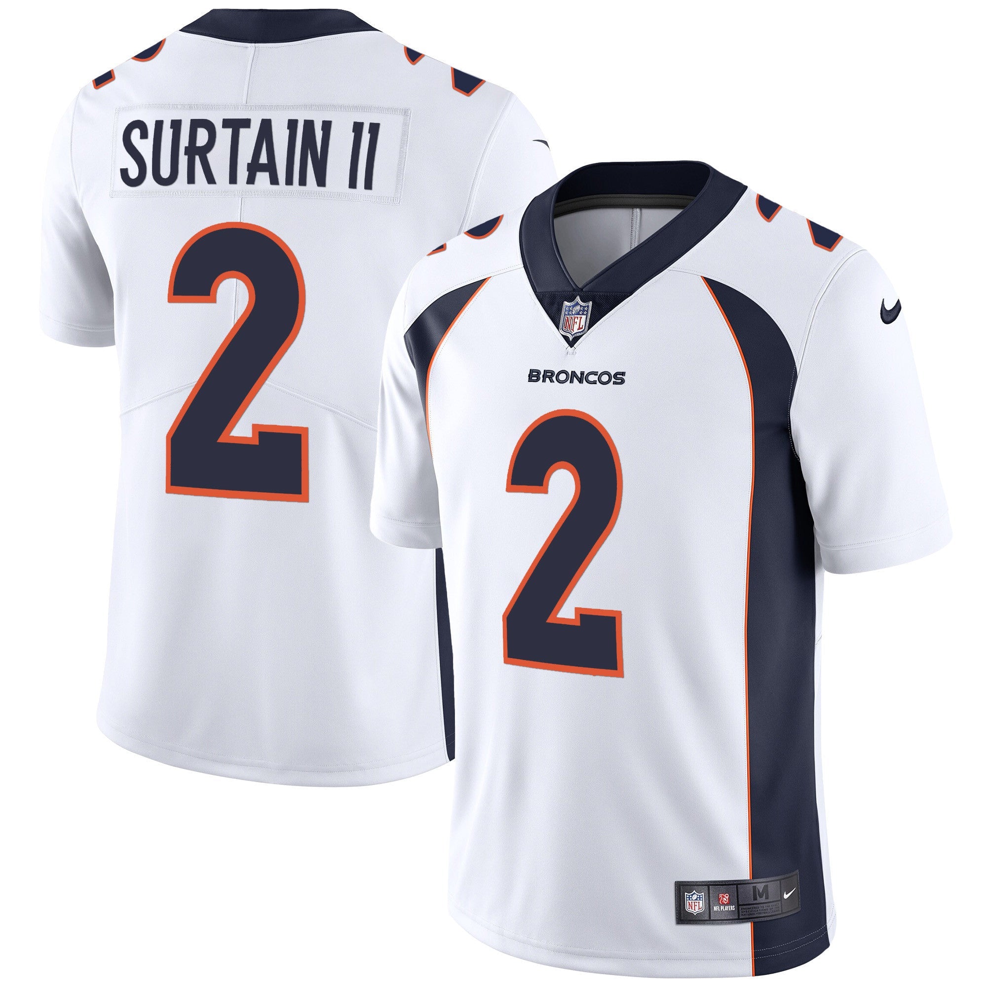 Denver Broncos Vapor Jersey – All Stitched – White – Patrick Surtain II Jersey