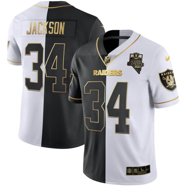Raiders Inaugural Season Patch Gold & Split – All Stitched – Split Gold – Bo Jackson Jersey