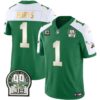 Eagles Jerome Brown Patch Kelly Green Gold Trim Jersey – All Stitched – Kelly Alternate – Jalen Hurts Jersey