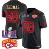 Chiefs Super Bowl LVIII & Back 2 Back Patch Vapor Jersey – All Stitched – Gold Trim – Derrick Thomas Jersey