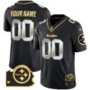 Steelers Home Patch Gold Vapor Custom Jersey – All Stitched – Black Limited Jersey