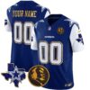 Cowboys Texas & John Madden Patch Gold Trim Vapor Custom Jersey – All Stitched – Royal Jersey