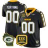 Packers 13 Time World Champions & Home Patch Vapor Limited Custom Jersey – All Stitched – Black Jersey